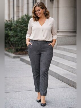 Hilary Radley women’s Gray houndstooth Dress Pants pull-on